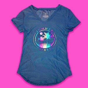 Women’s Short Sleeve, V-Neck Graphic Tee with Colorful Design